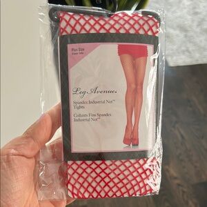 Leg Avenue Red Fishnet Tights - Plus Size
